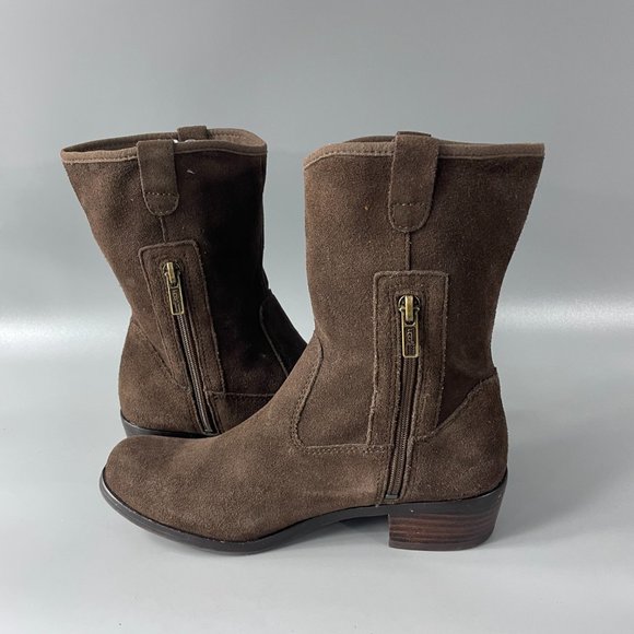 Ugg Women's Brown Suede Boots Zip Size 4 - Picture 7 of 12